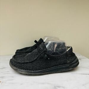 Hey Dude Wendy Sox Micro Total Black Slip On Loafers Women’s 8